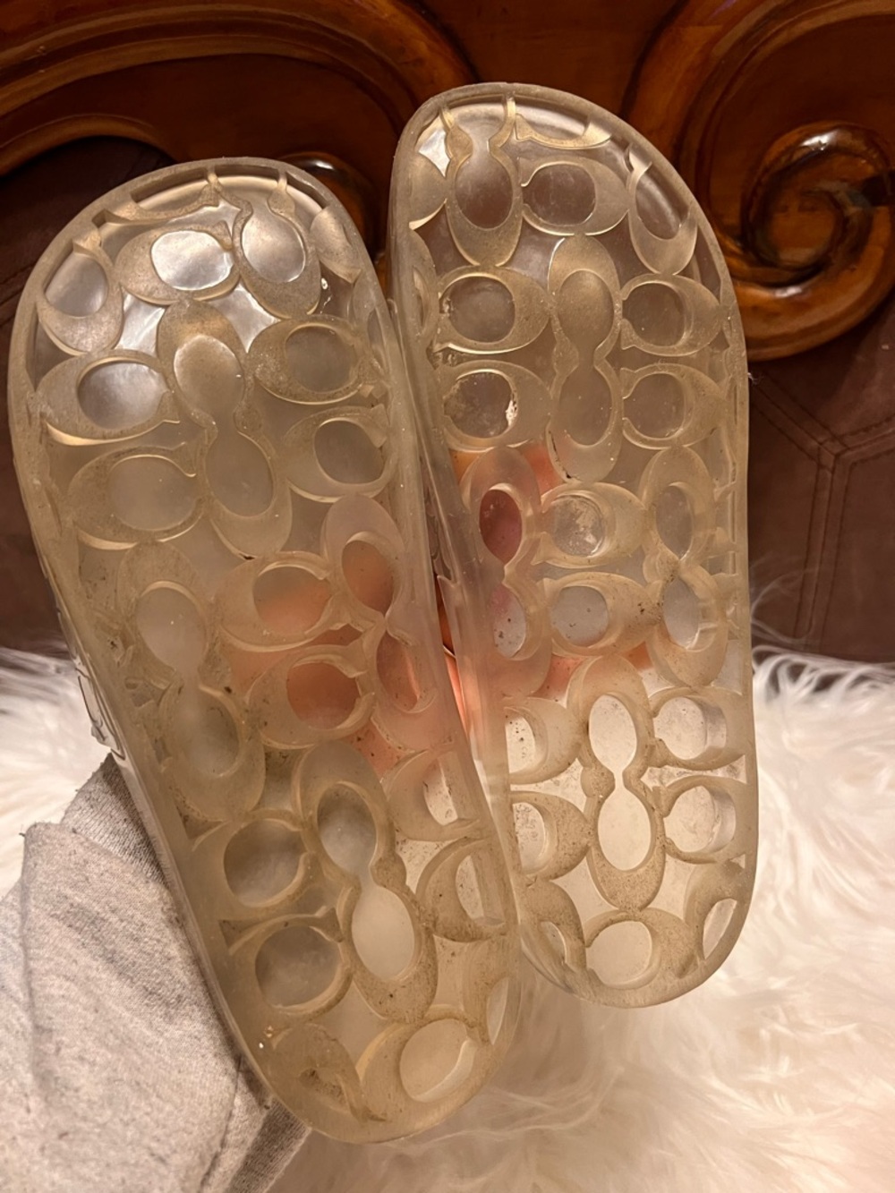 Coach Iridescent Logo Jelly Slide Sandals - Clear Holographic - Picture 5 of 6